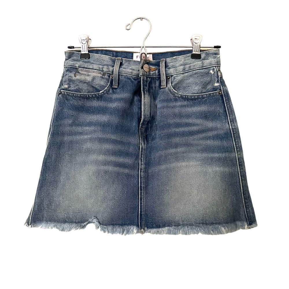 FRAME Le High Distressed‎ Denim Mini Skirt Sz 24